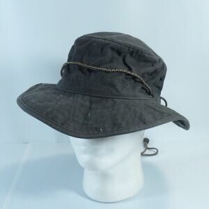 REI Gray Drawstring Boonie Snap Brim Fishing Hiking Sun Bucket Cap Hat M